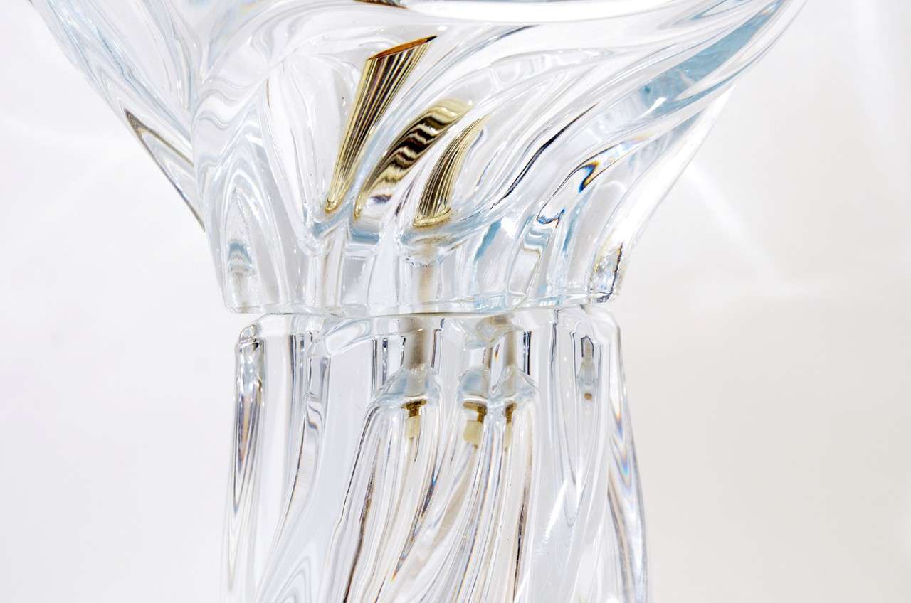 italien Paire de lampes de Murano en verre transparent du milieu du siècle dernier par Seguso en vente