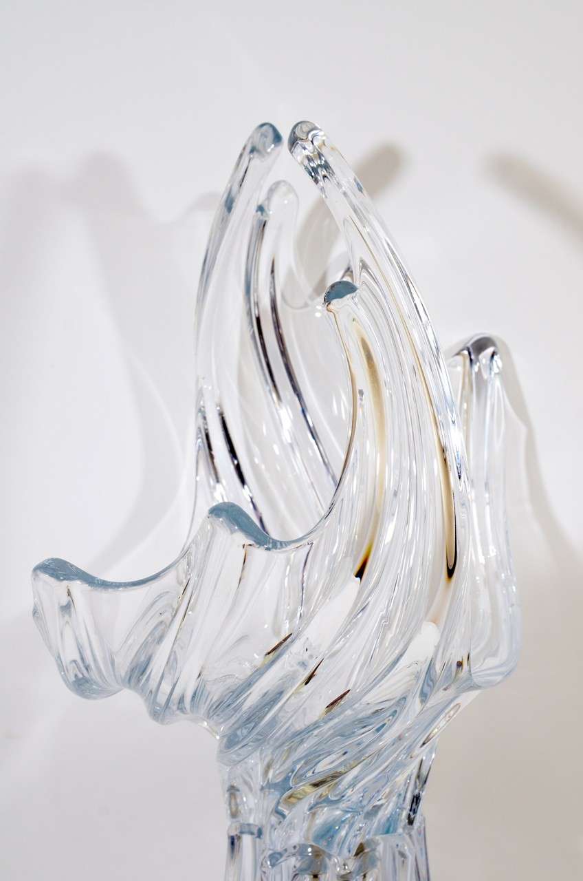 Verre Paire de lampes de Murano en verre transparent du milieu du siècle dernier par Seguso en vente