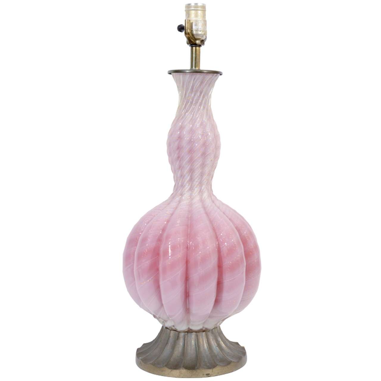 Vintage Pink Glass Lamp Designs Single Mid Century Ribbed Pink Murano Glass Table Lamp At 1stdibs