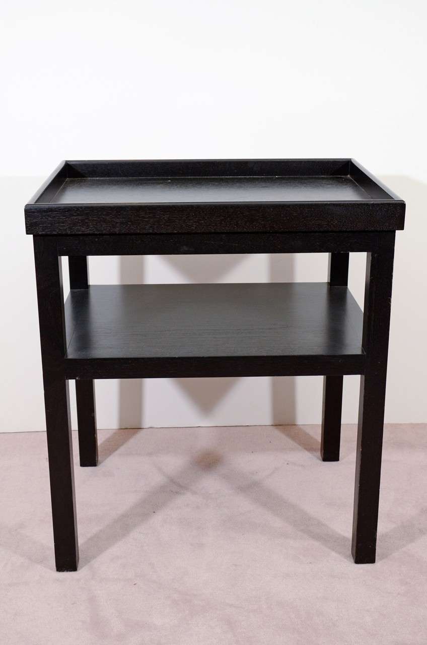 Pair of Mid Century Two-Tier Ebonized Side Tables by Baker