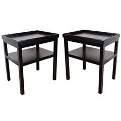 Pair of Mid Century Two-Tier Ebonized Side Tables by Baker