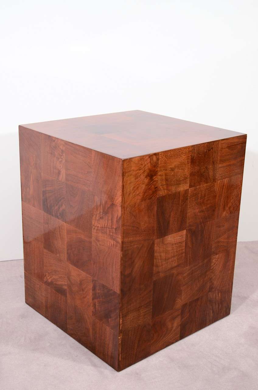 American Vintage Lacquered Wood Cube Form Side Table