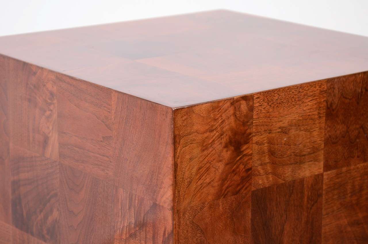 20th Century Vintage Lacquered Wood Cube Form Side Table
