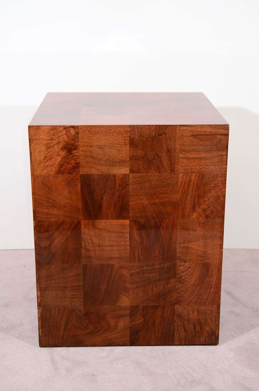 Vintage Lacquered Wood Cube Form Side Table 1