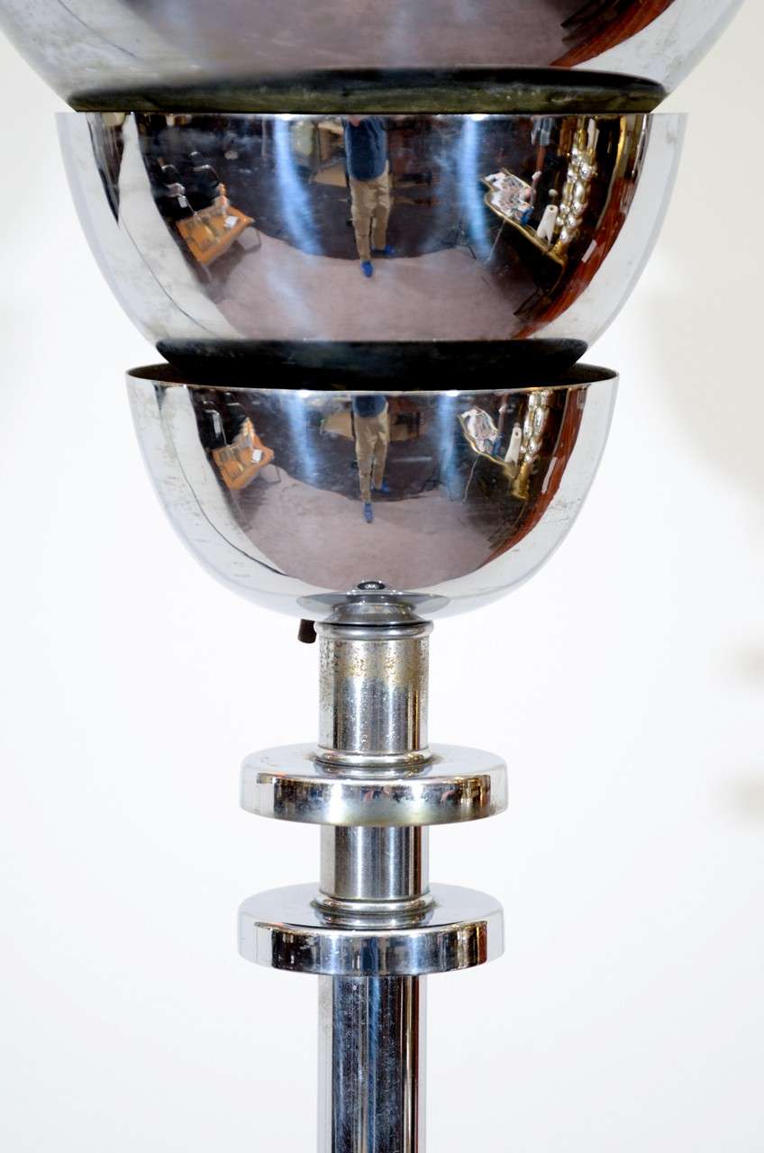 20th Century Art Deco Chrome Torchierre Floor Lamp