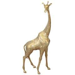 Large Vintage Brass Sculpture of a Giraffe
