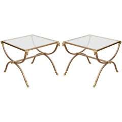 Pair of Mid Century Side Tables with Ram's Heads by Maison Jansen