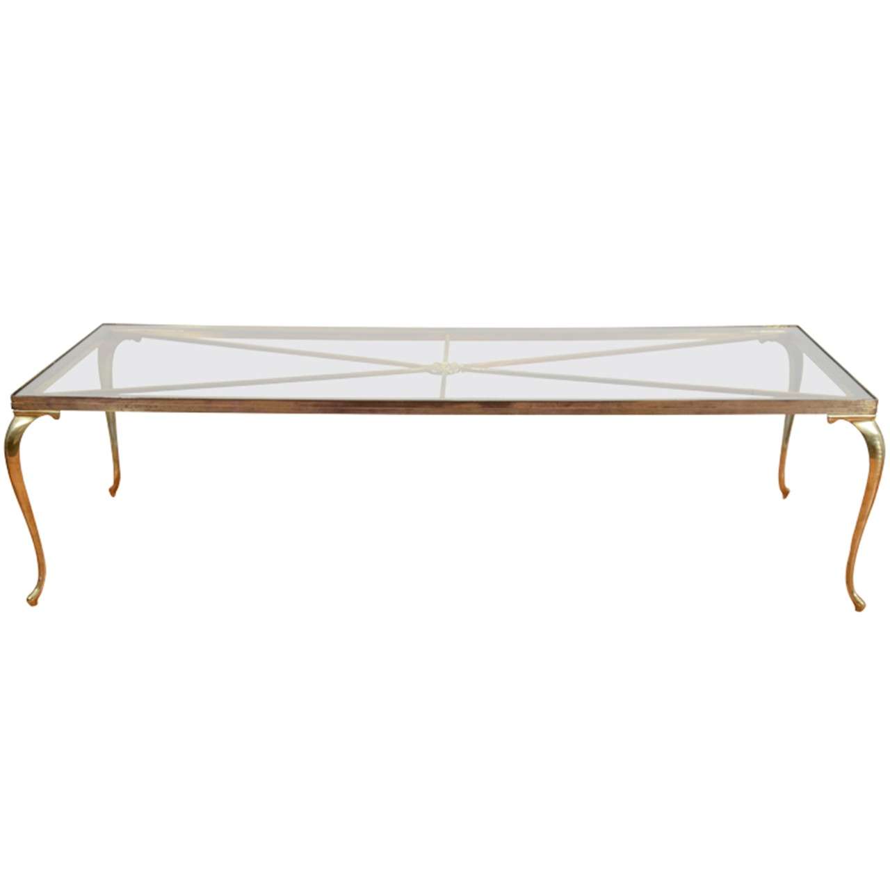Mid Century Brass and Glass Coffee or Cocktail Table by Chiavari