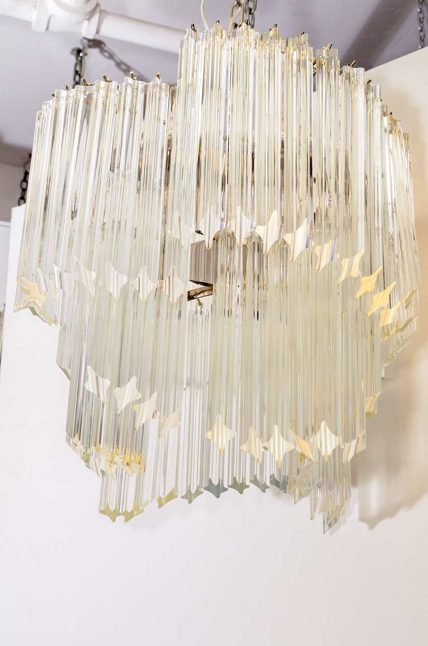 Unique Mid Century Glass Rod Chandelier by Venini In Good Condition For Sale In New York, NY