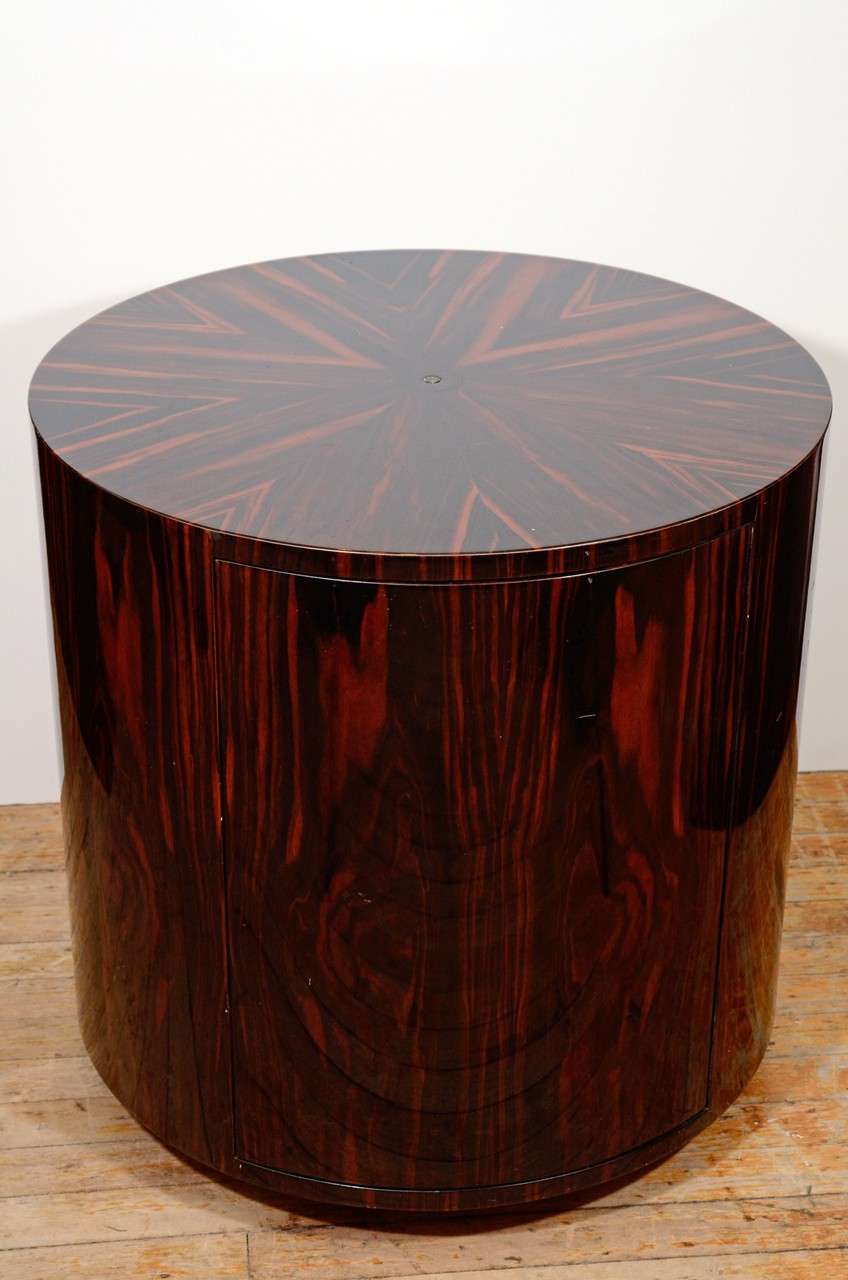 Art Deco Rosewood Circular Side Table with Cabinet