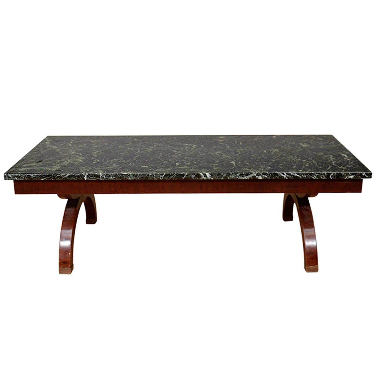 Art Deco Coffee Table With Green Marble Surface