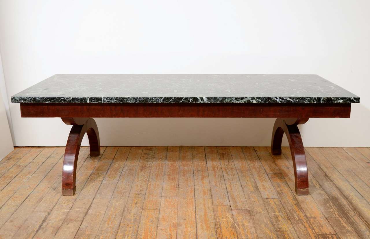 Art Deco Coffee Table With Green Marble Surface In Good Condition In New York, NY