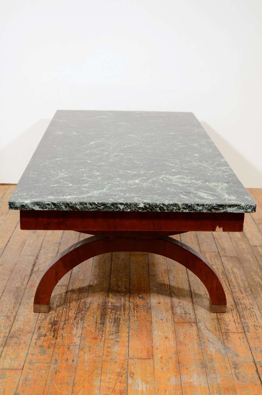 Art Deco Coffee Table With Green Marble Surface 1