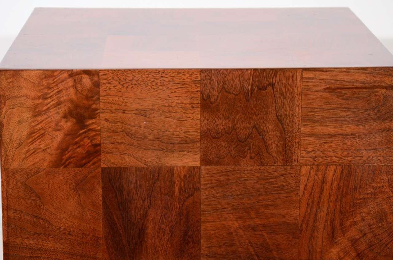 Vintage Lacquered Wood Cube Form Side Table at 1stDibs