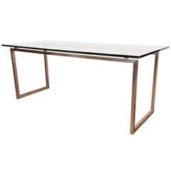 A Brushed Chrome and Glass Topped Desk, France c. 1969