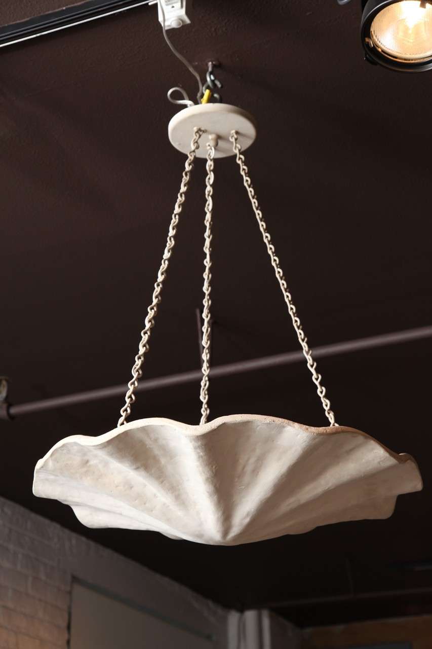 A Frances Elkins Plaster Plafonnier of Circular Scallopped Shell Form from Suspended Painted Chain
From The Estste of Katherine Elkins Boyd, San Francicsco, CA