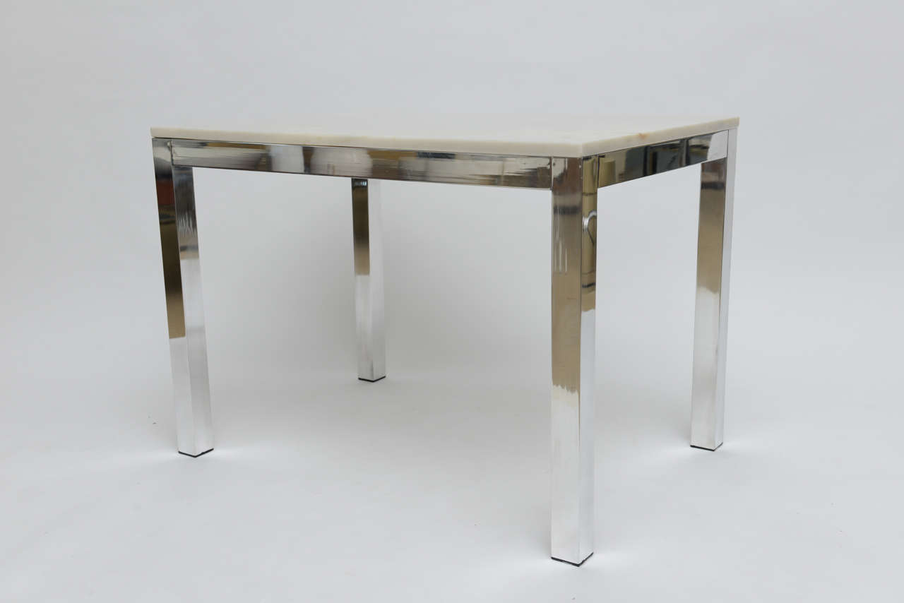 Mid Century Modern Milo Baughman Parsons Marble Top Side Tables