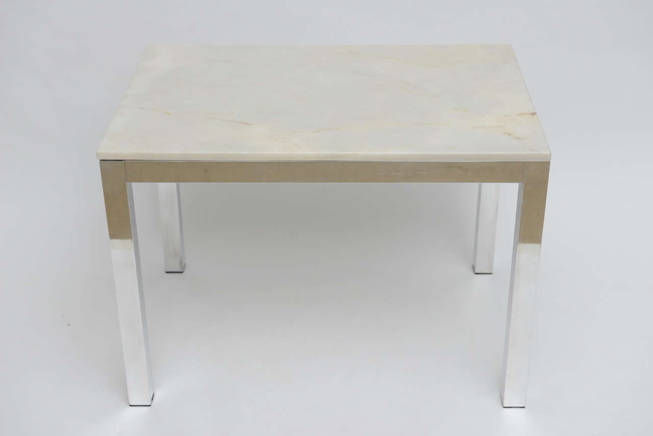 Mid-Century Modern Mid Century Modern Milo Baughman Parsons Marble Top Side Tables For Sale