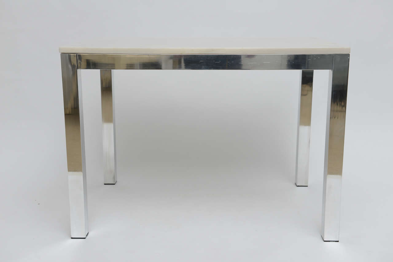 American Mid Century Modern Milo Baughman Parsons Marble Top Side Tables For Sale