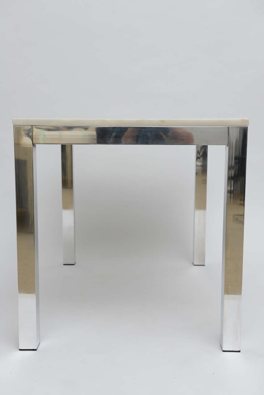 Late 20th Century Mid Century Modern Milo Baughman Parsons Marble Top Side Tables For Sale