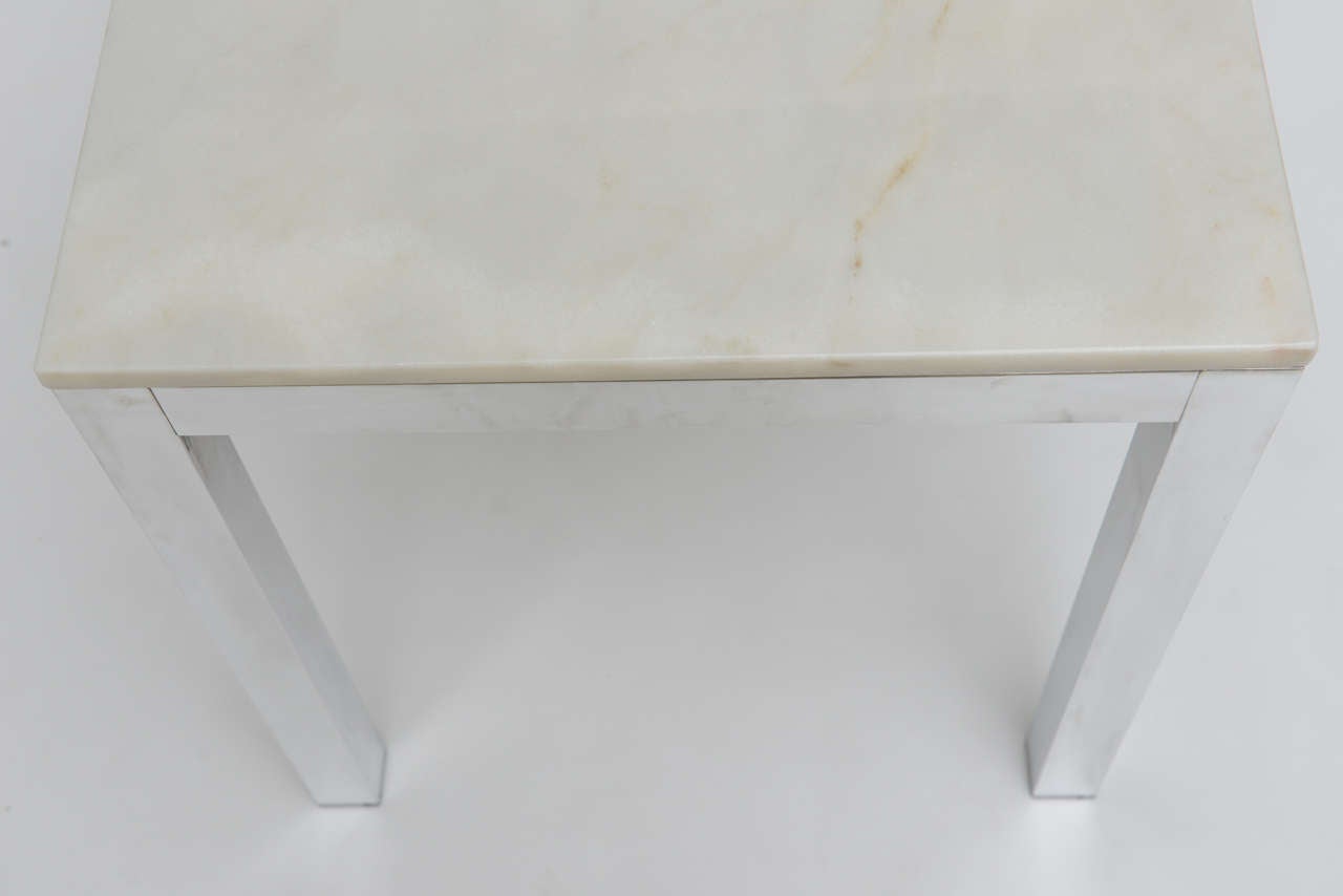 Mid Century Modern Milo Baughman Parsons Marble Top Side Tables For Sale 2