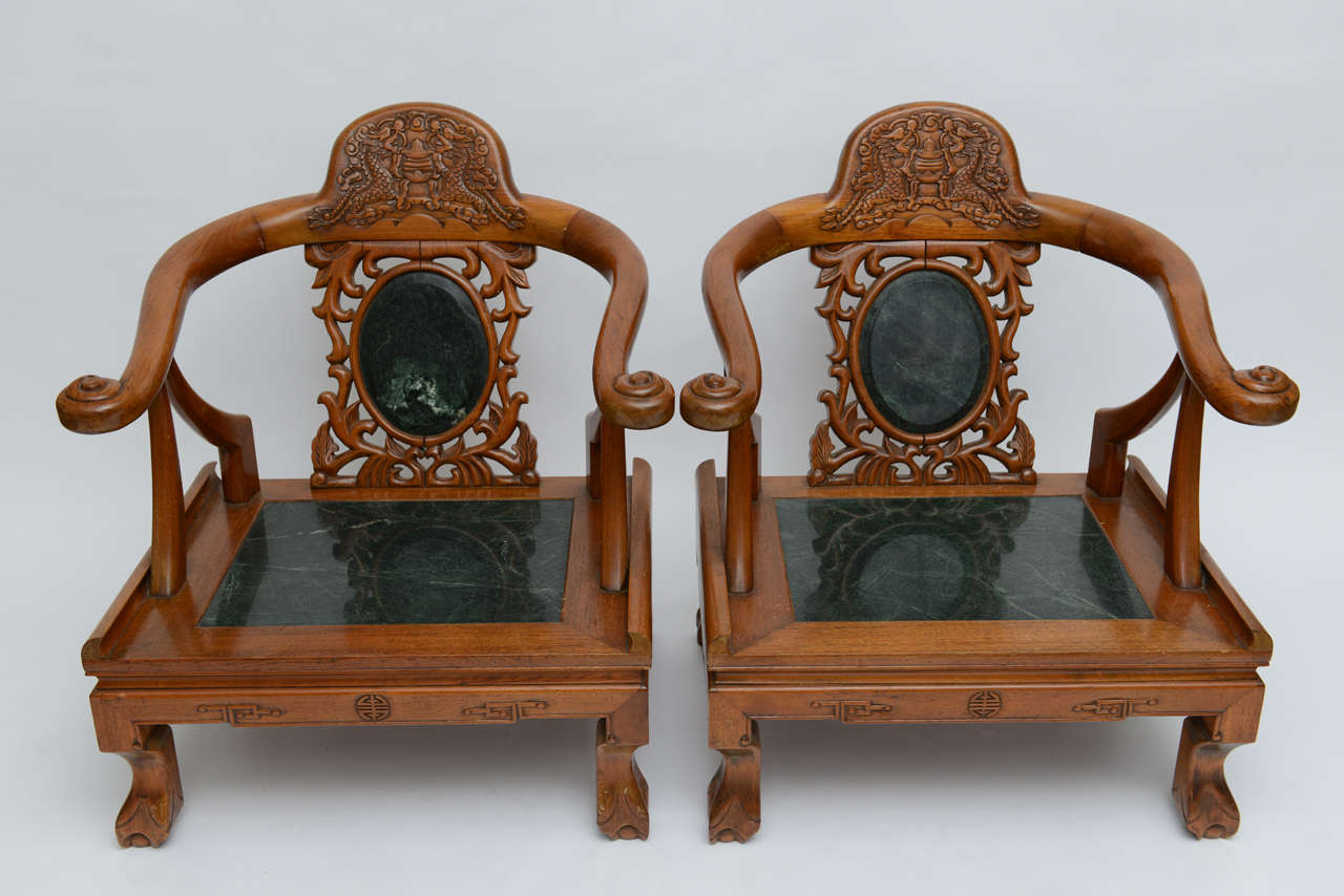 Pair of Solid Mahogany Oriental Chairs VIP Provenance