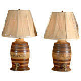 Antique Pair of lamps from English Pottery Pub Barrels