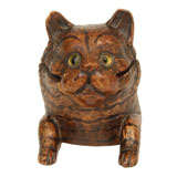 Antique Wooden Cat Inkwell