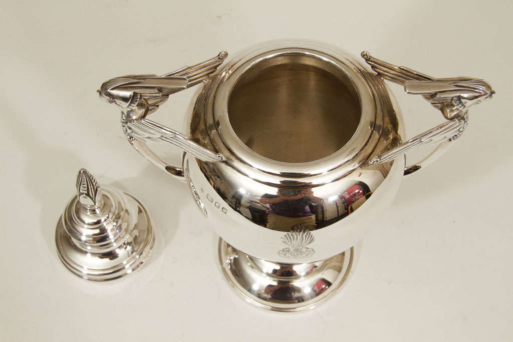 Sterling Silver Trophy with Removable Lid and Mascot Handles 4