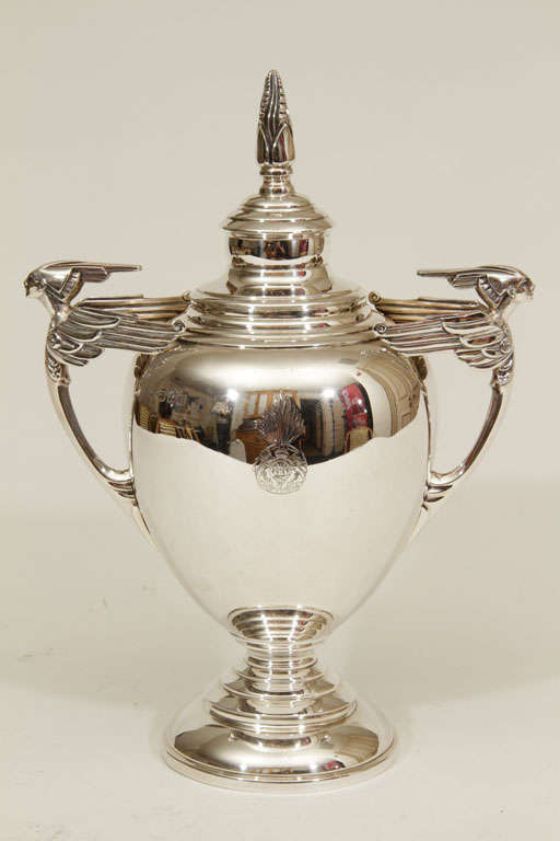 Sterling Silver Trophy with Removable Lid and Mascot Handles 5