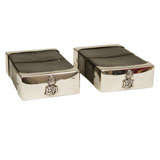 Pair of Black Leather Card Cases with Sterling Silver Fittings