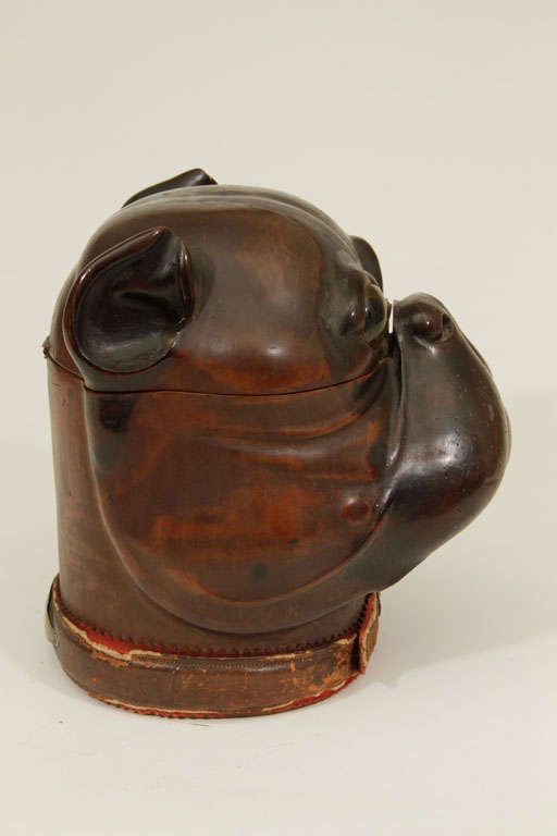 19th Century Wooden Pug's Head Tobacco Jar