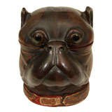 Antique Wooden Pug's Head Tobacco Jar