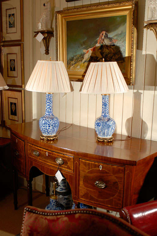 Pair of Blue & White Lamps
