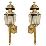 Antique Pair of Brass Coaching Lanterns, England, Early 20th Century