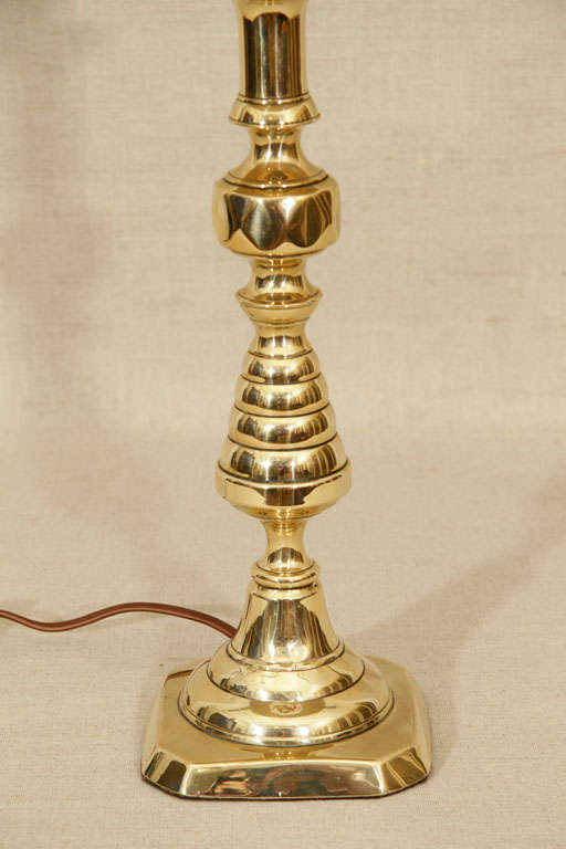 Pair of Brass Candlesticks, England, Now Wired as Lamps