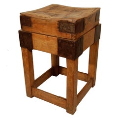 Well-Patinated Butcher's Block Table, England, Late 19th C.
