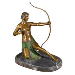Female Bronze of Archer Signed D.H. Chiparus