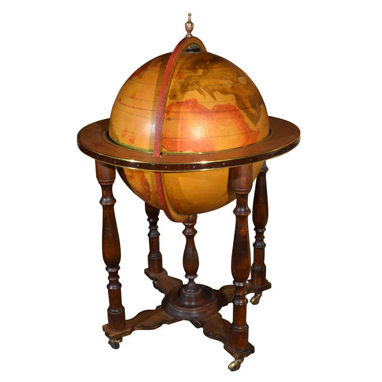 Old World Globe with Hidden Bar For Sale