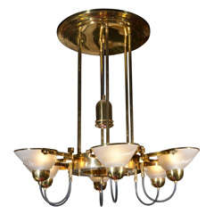 Monumental Brass Industrial Look Chandelier