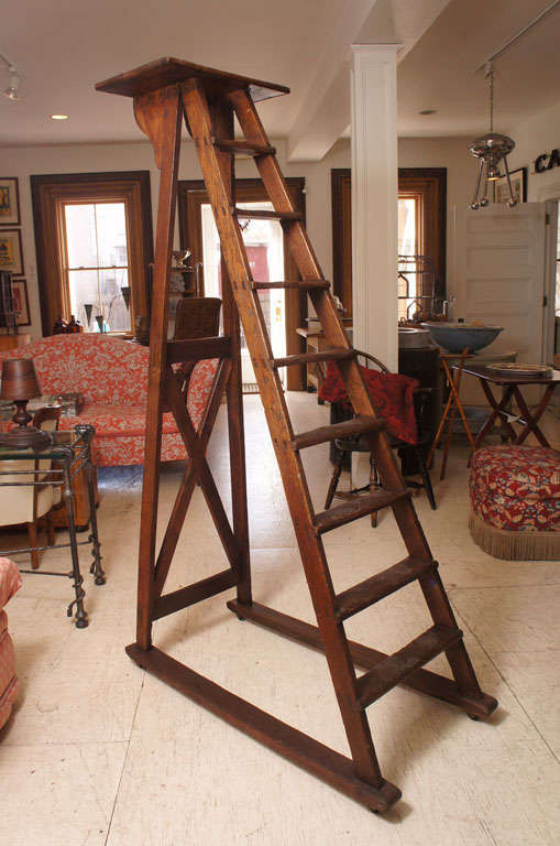 English Oak Library Steps on Wheels In Excellent Condition In Hudson, NY