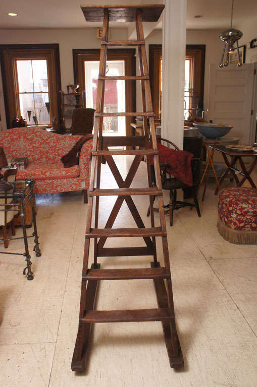 20th Century English Oak Library Steps on Wheels