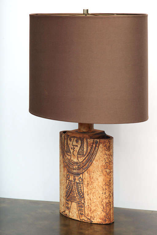 French Elliptical Table Lamp by Roger Capron For Sale