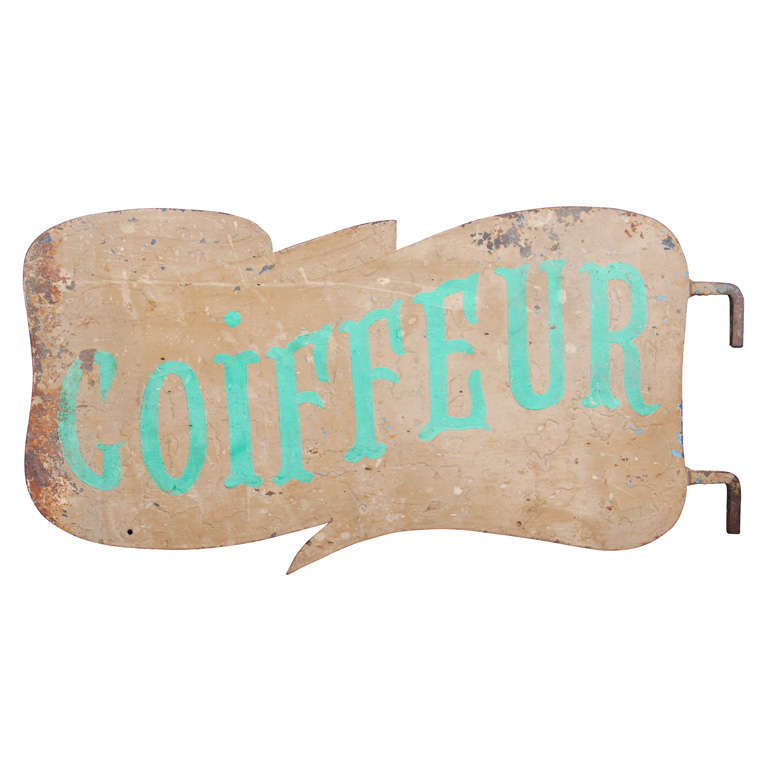 French Metal Coiffeur Sign For Sale