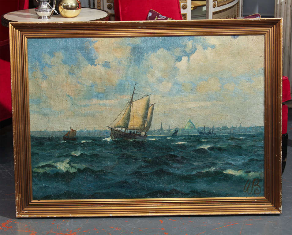 Italian Harbor Painting