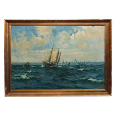 Italian Harbor Painting