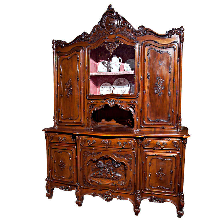 Walnut Louis XV Style Breakfront