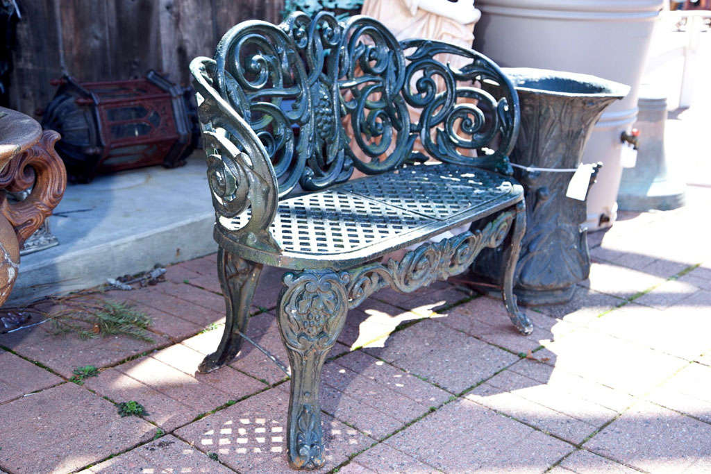 Antique Cast Iron Garden Bench 2