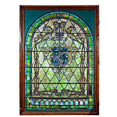 Large Antique Stain Glass Window