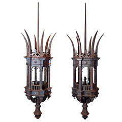 Antique Iron and Bronze Gold Gilded Horse Head Chandelier ...